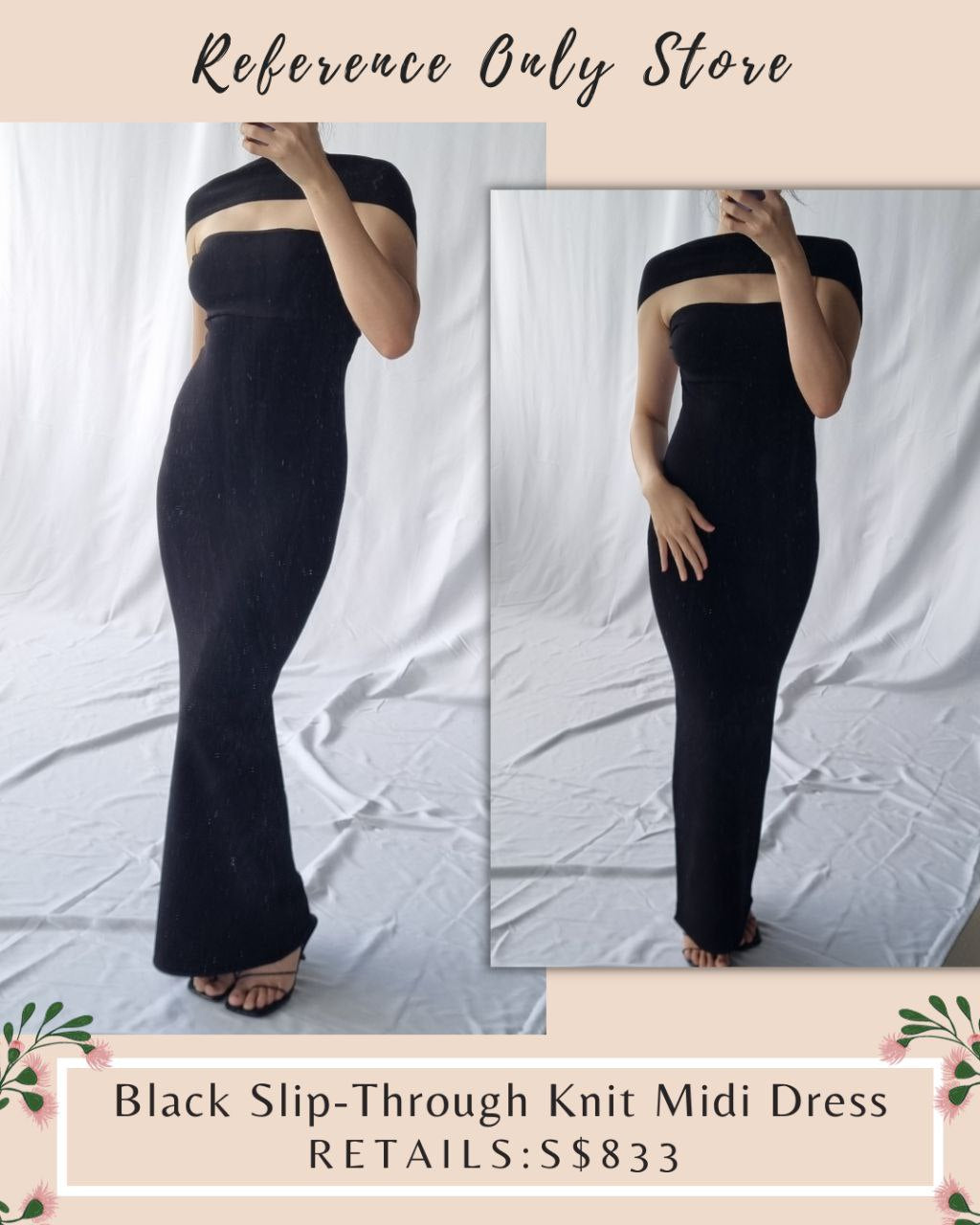 Tot Black Slip Through Midi Dress