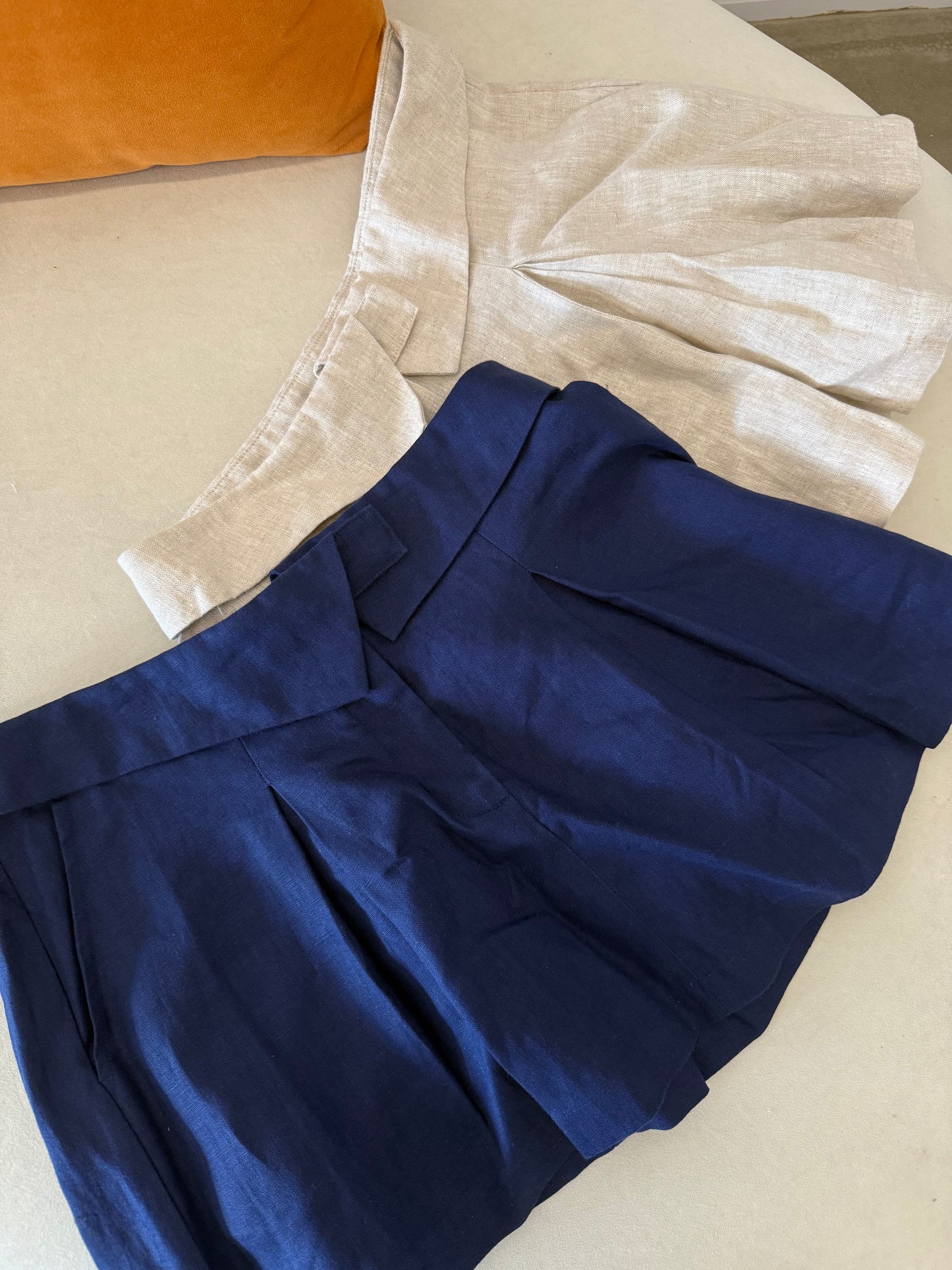 Readystock! Ref Hailey linen low rise mini skirt