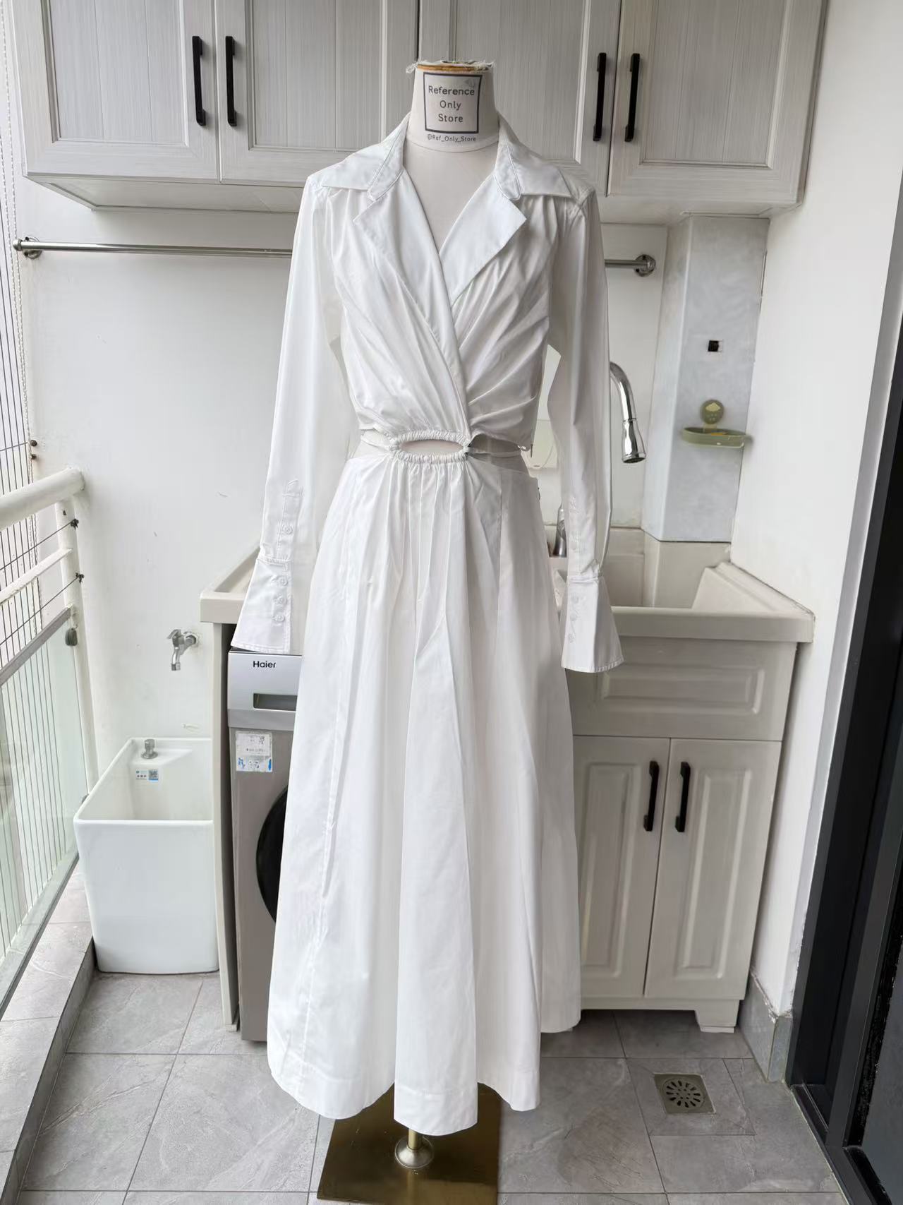 SK Alex cut out cotton midi white dress