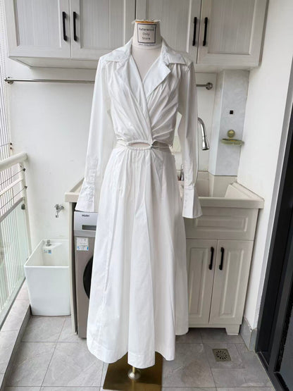 SK Alex cut out cotton midi white dress