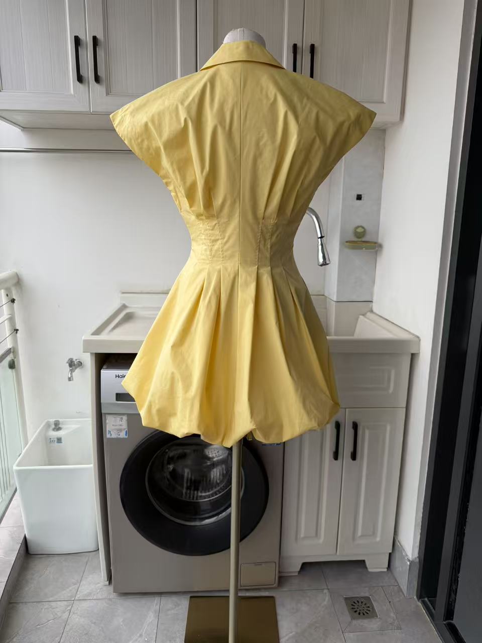 SK Yellow balloon mini dress