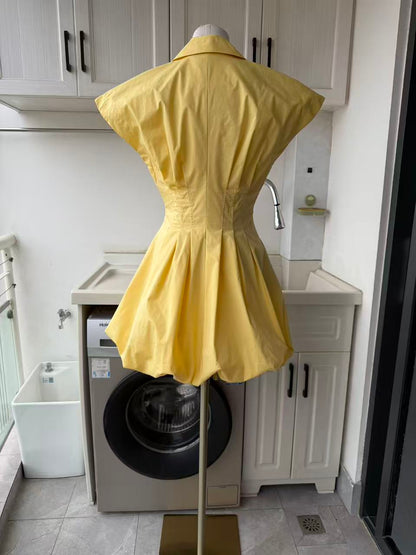 SK Yellow balloon mini dress