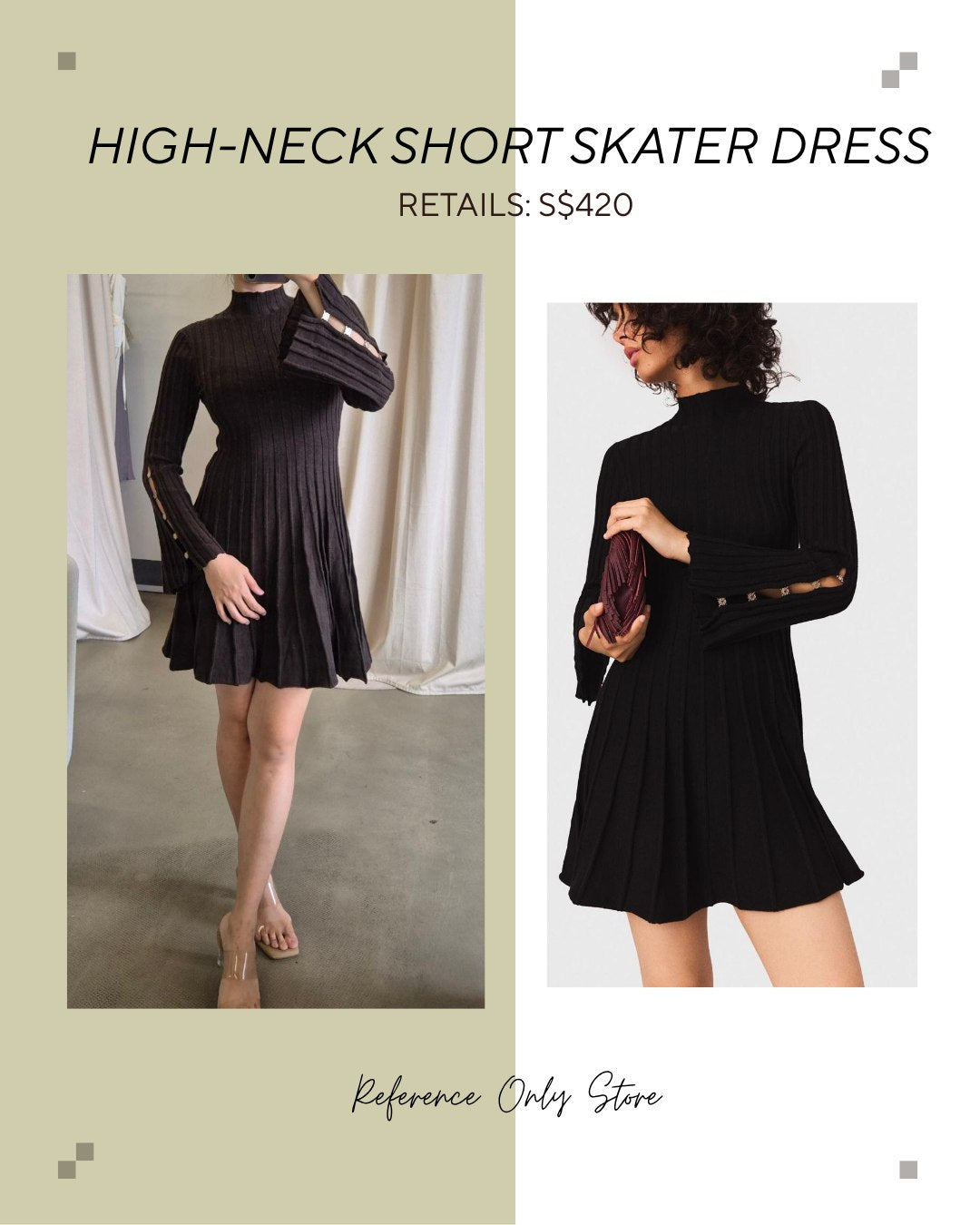 High neck short skater dress in 2 colors