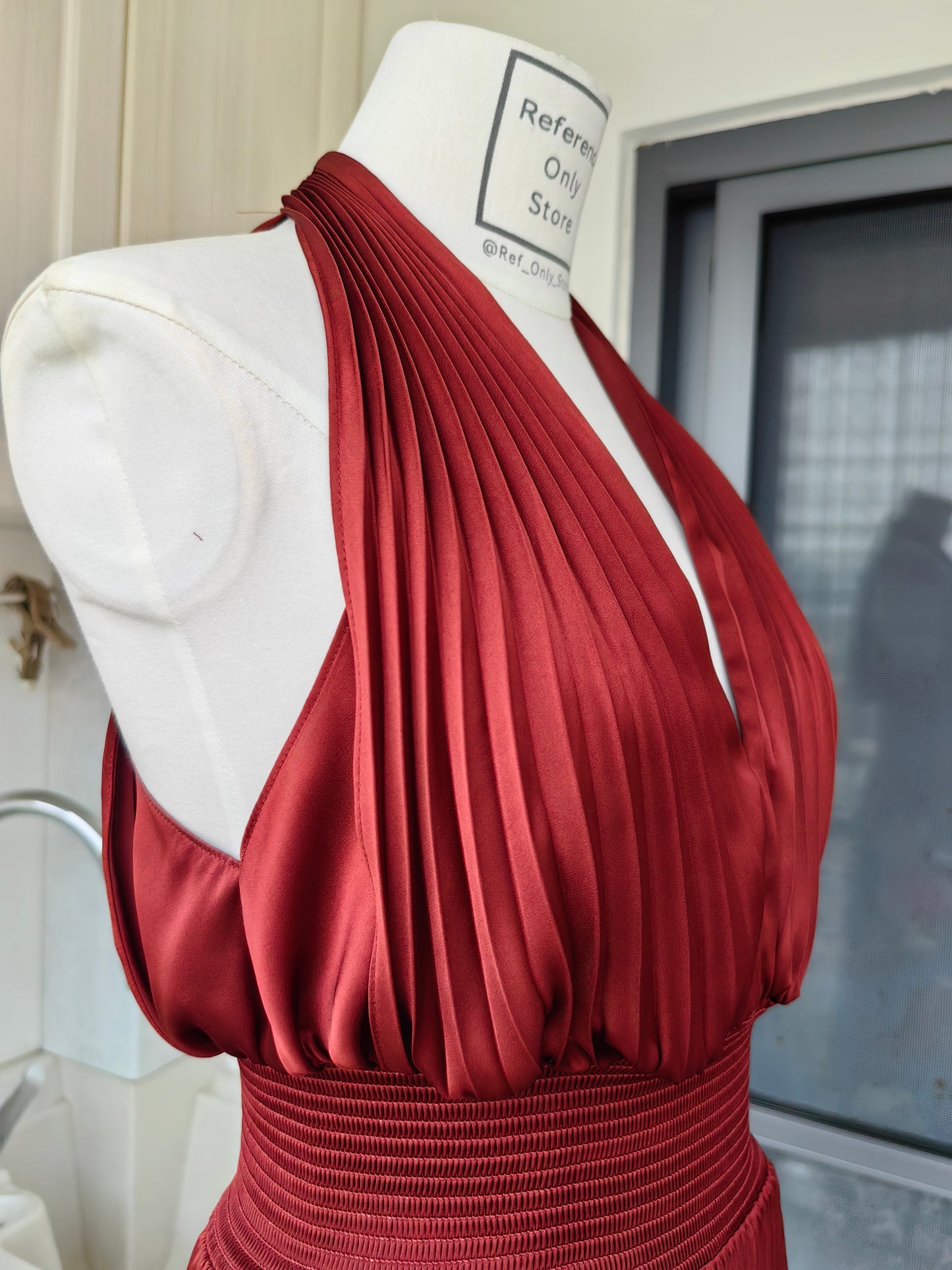 ALC Rose Satin Pleated Midi Dress