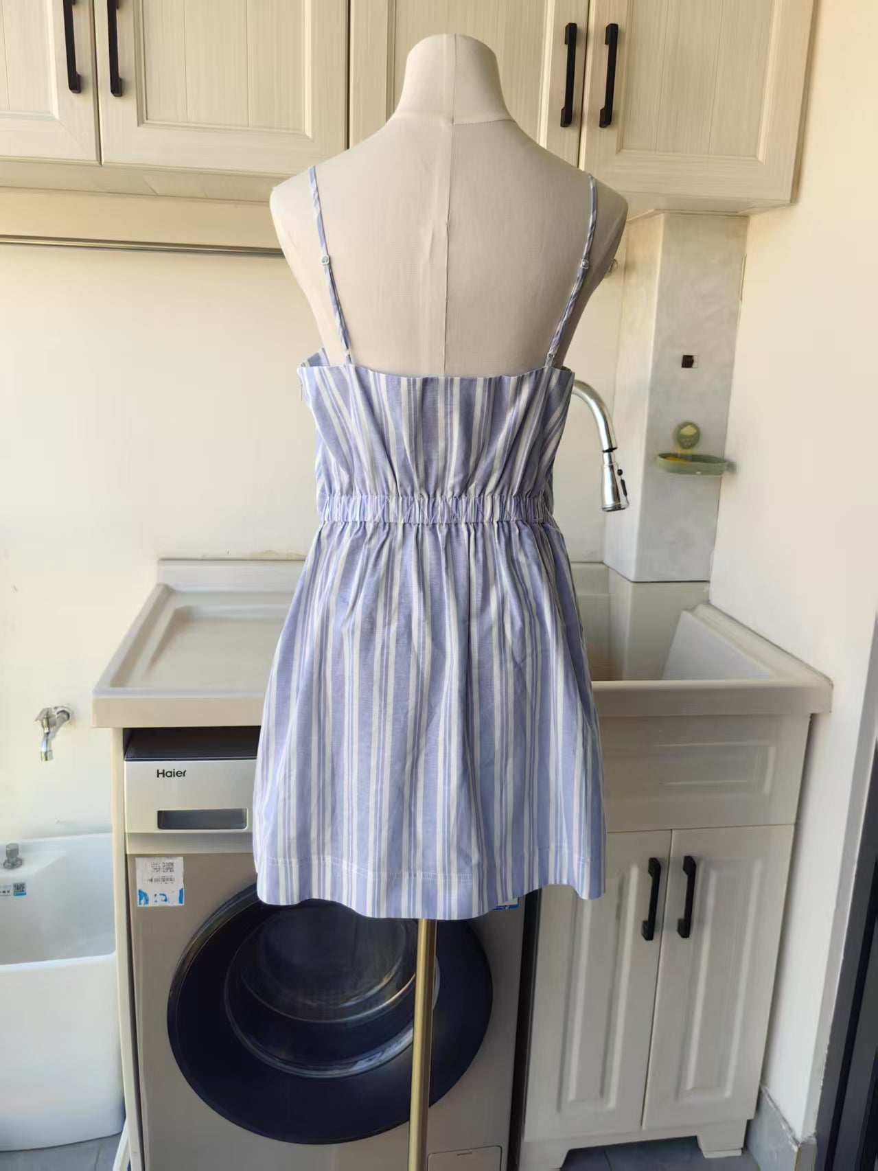 SK Stripe Pink / blue strap mini dress