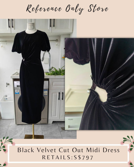 SP Black velvet cut out midi dress