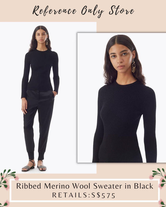 3.1 Wool Blend Ribbed Sweater in black