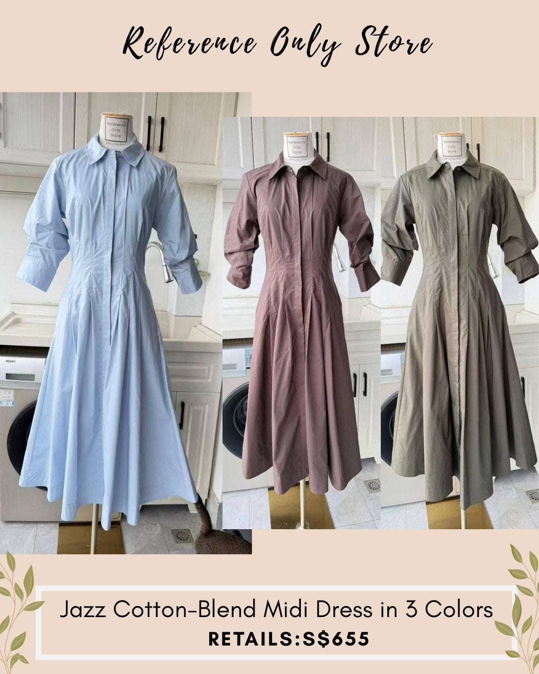 SK Jazz cotton blend midi shirt dress