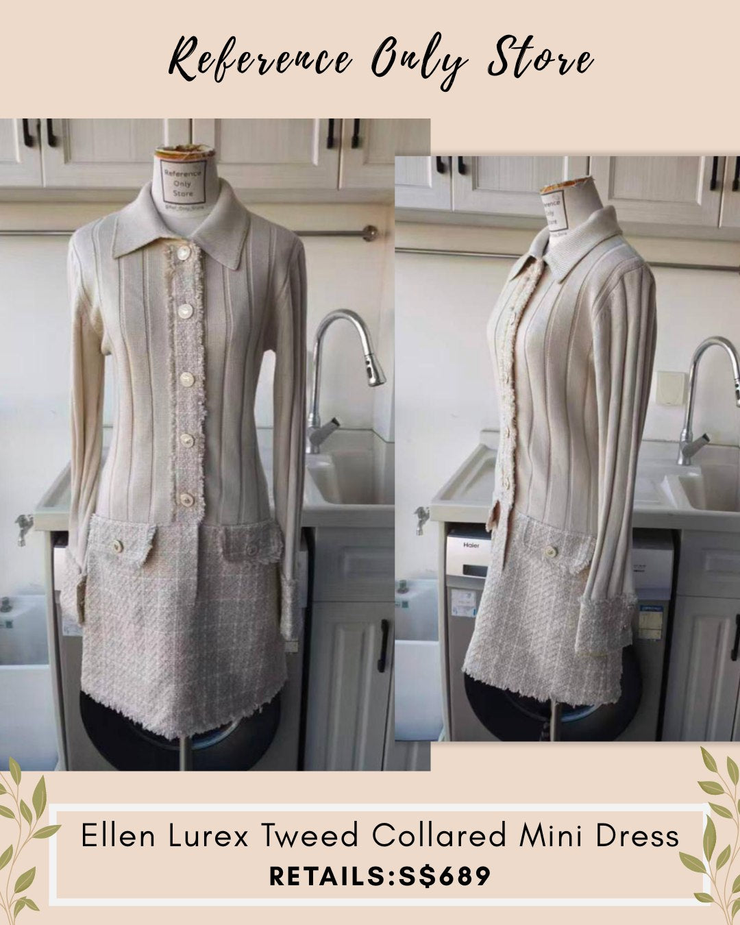 RB Ellen Lurex tweed collared mini dress