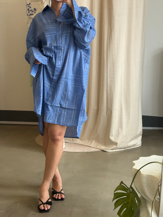 Tot Long summer cotton blend shirt dress