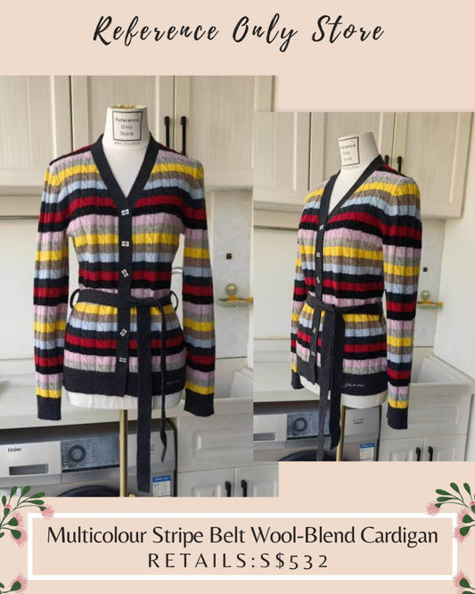 GN Multicolor stripe belt wool blend cardigan