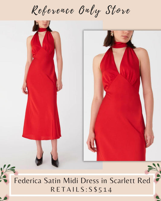 MS Federico Satin Red Midi Dress