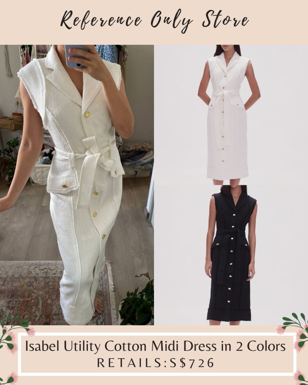 Back! Aj Isabel utility cotton midi dress in 2 colors