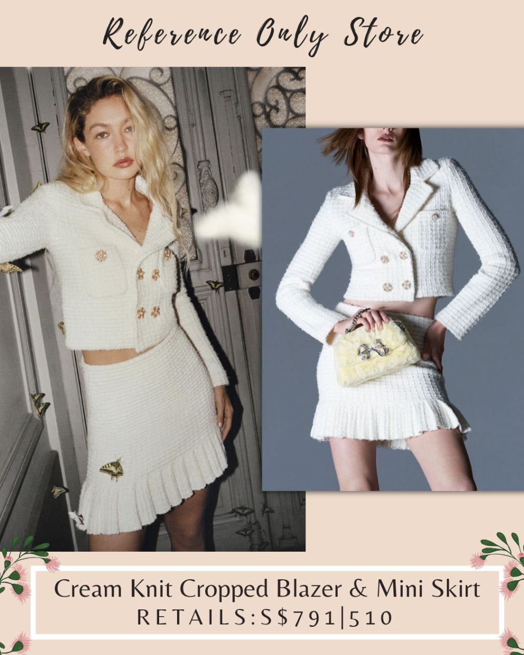 SP Cream Knit cropped blazer & mini skirt