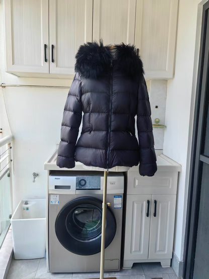 MC Boed Hooded shearling trimmed short down jacket