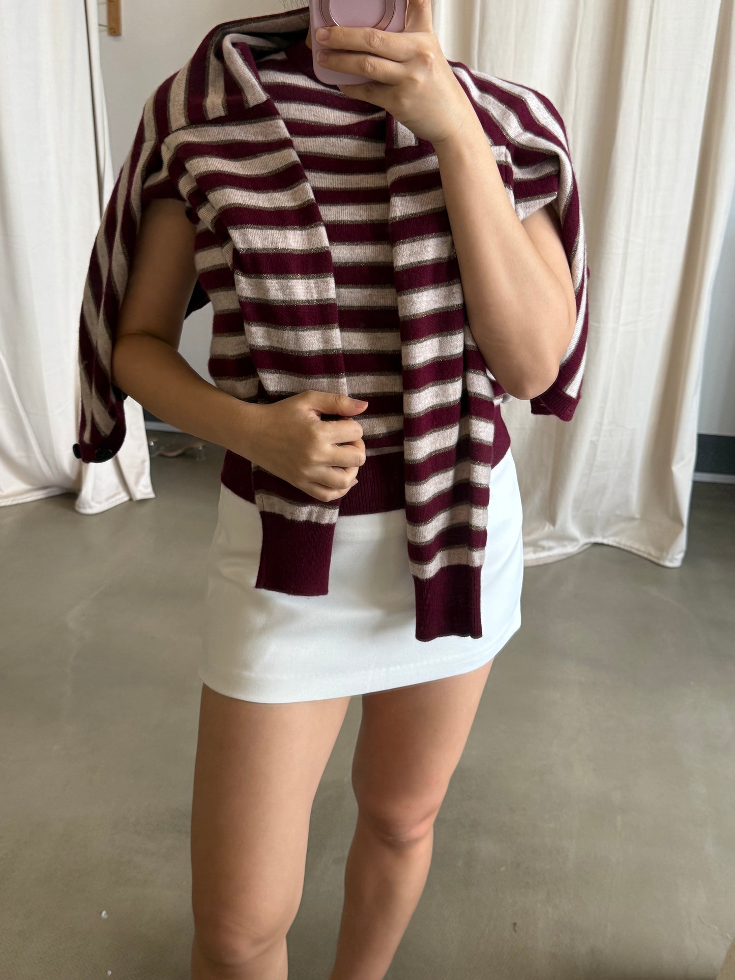 BC Cashmere sparling stripes sweater vest and cardigan