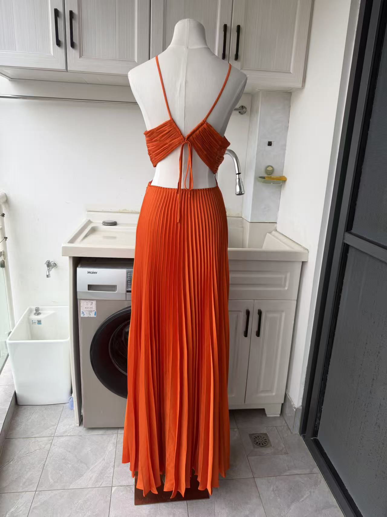 ALC Moira satin pleated maxi dress