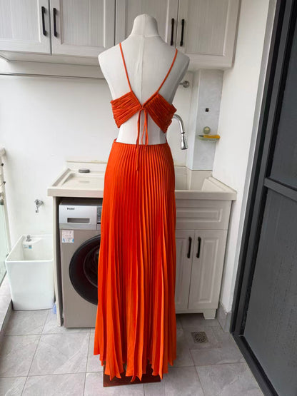ALC Moira satin pleated maxi dress