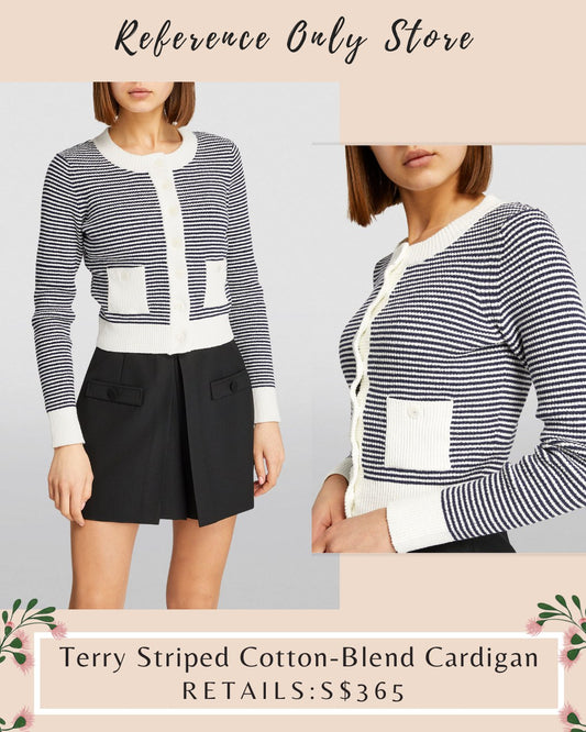 SD terry striped cotton blend cardigan