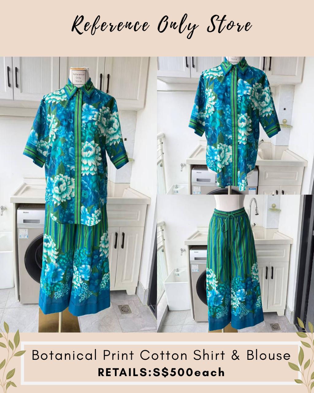 AM Botanical print cotton shirt and pants