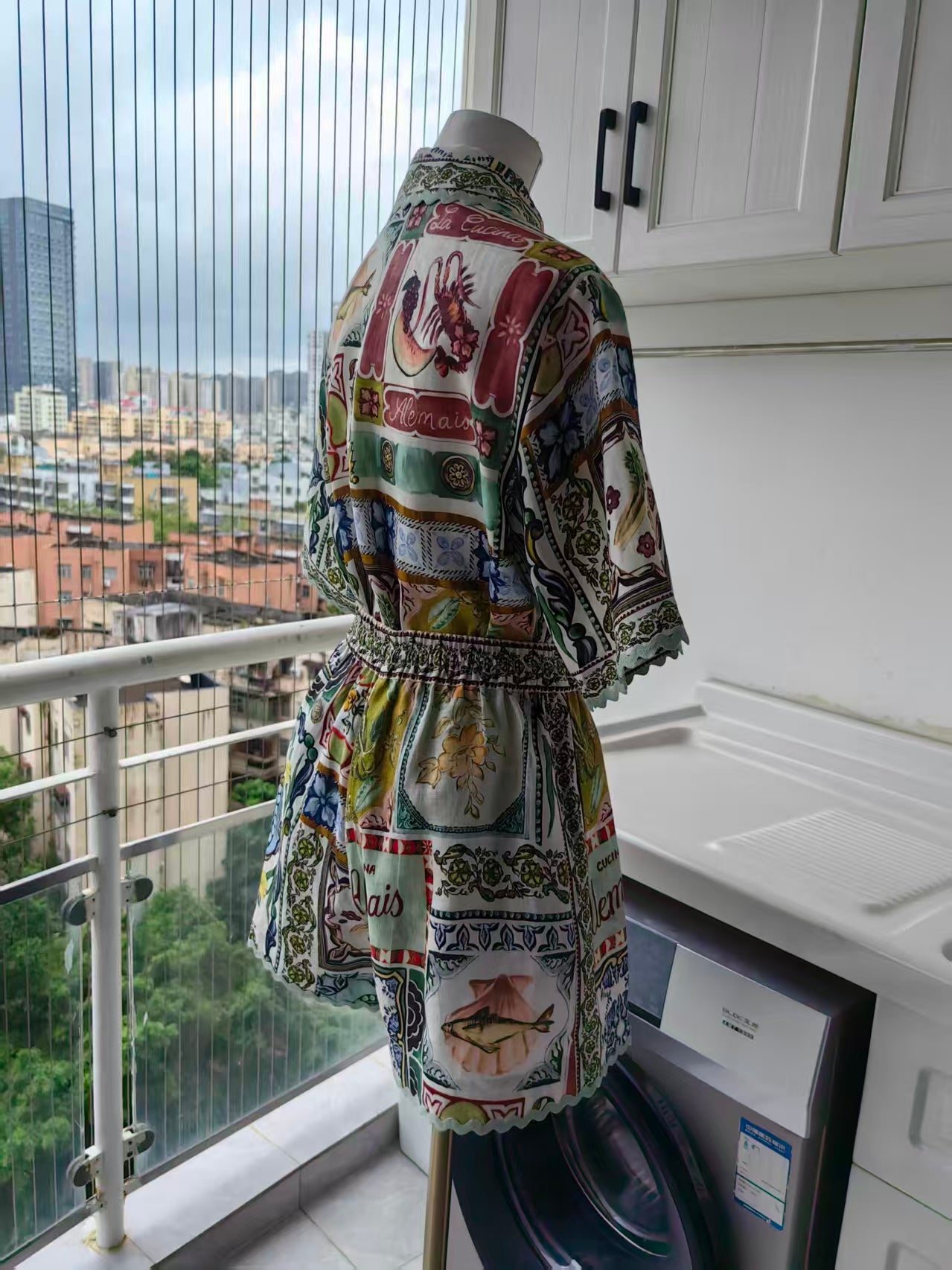 AM Intricate Pattern Print linen shirt & shorts