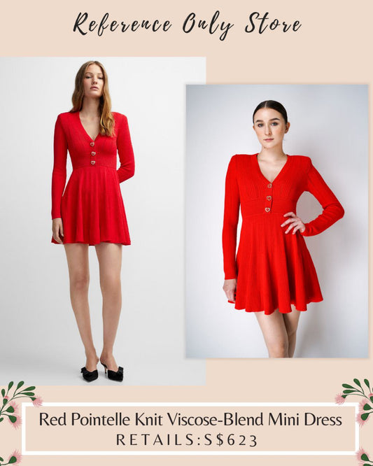 SP Red Pointelle knit viscose mini dress