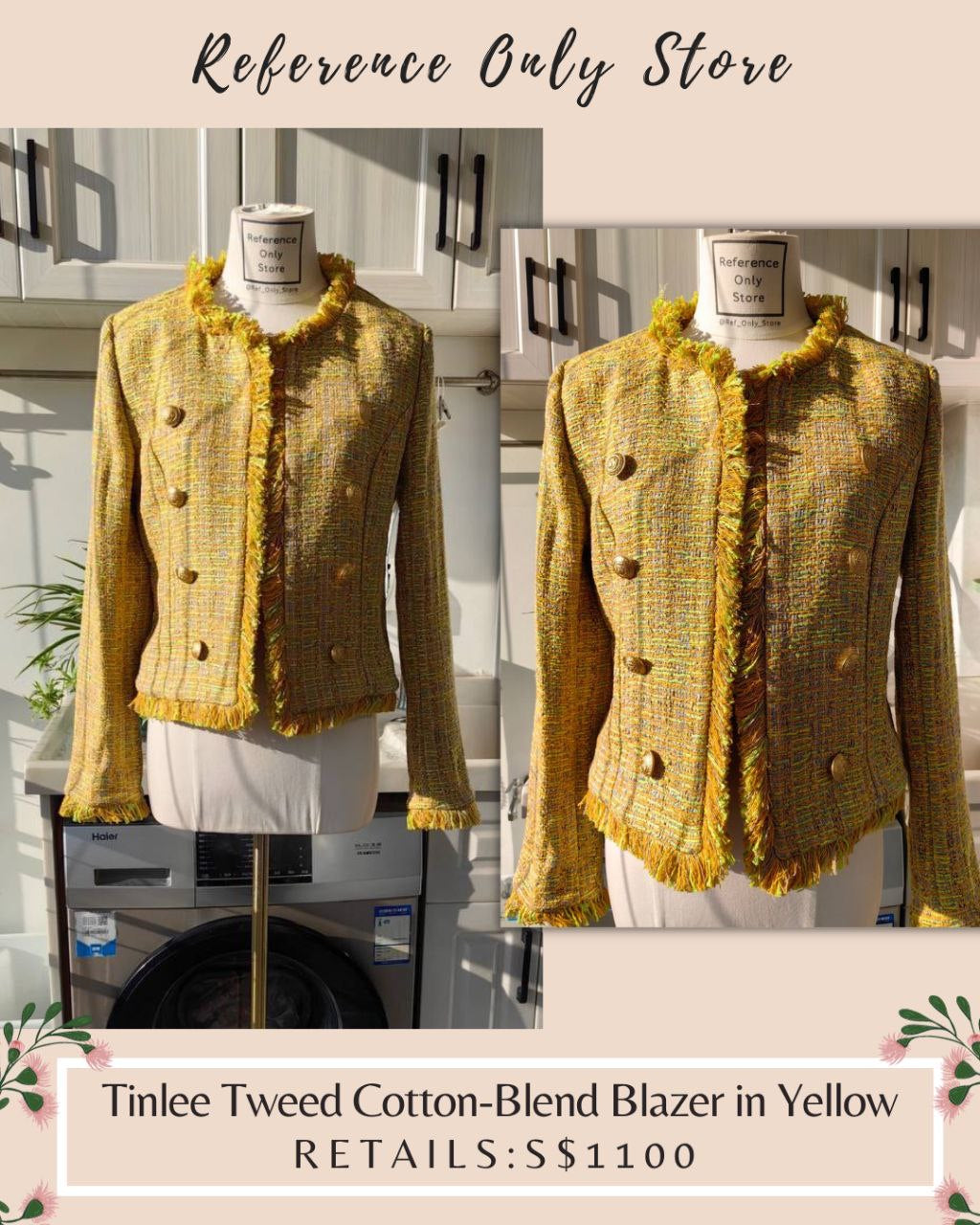 LG Tinlee Tweed Cotton Blend Blazer in yellow