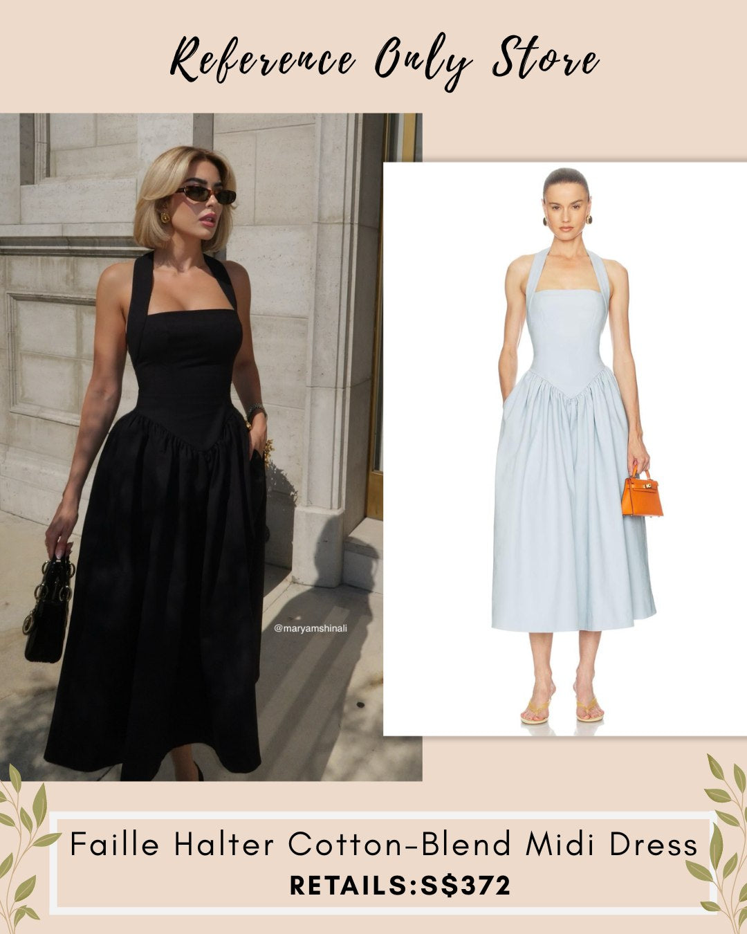 HS faille halter cotton midi dress