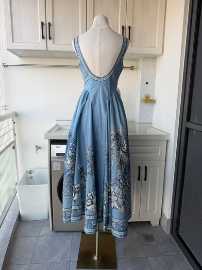 AM Blue panelled cotton midi dress