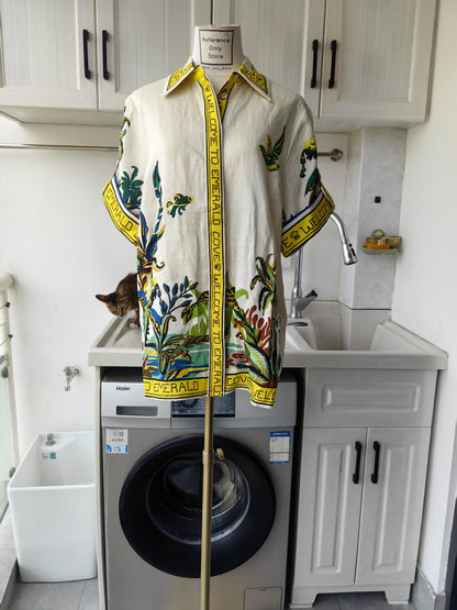 AM Day dream linen shirt and mini sarong skirt