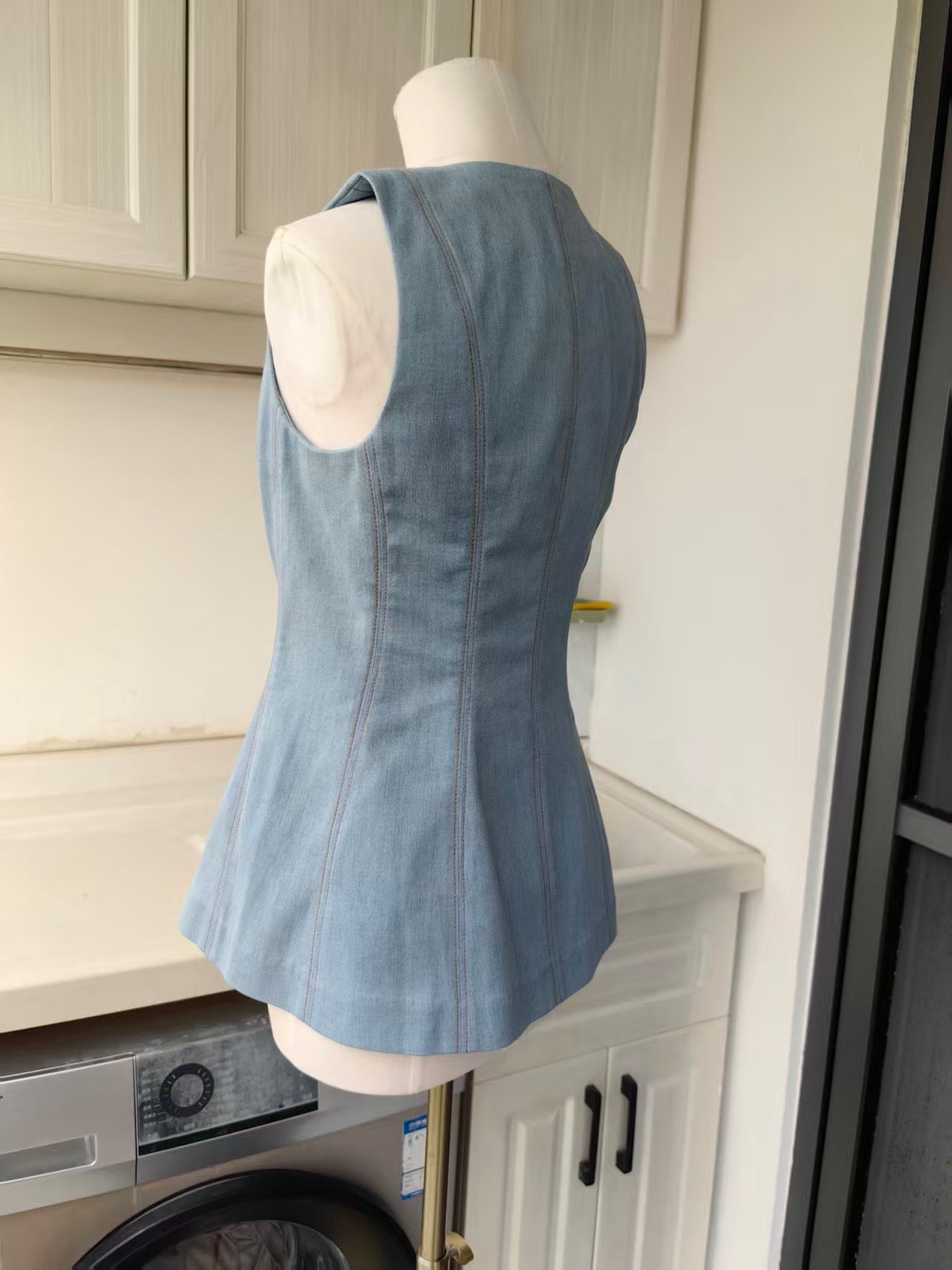 VB denim cotton Avalina vest and Hawthorne pants
