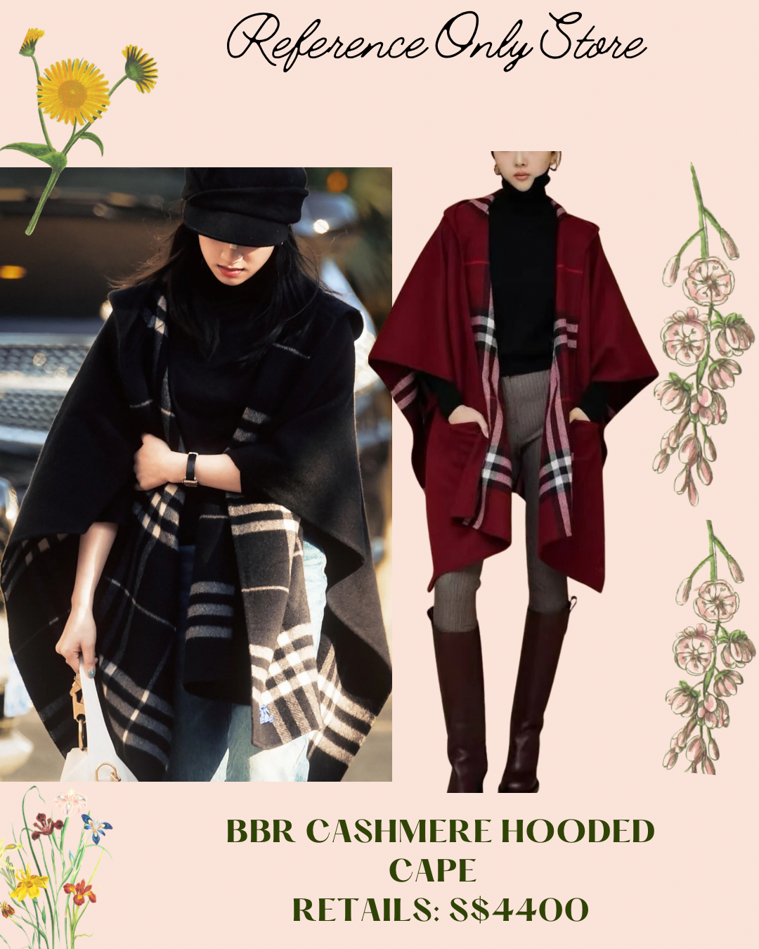 BBR Cashmere Hooded cape in 2 colors