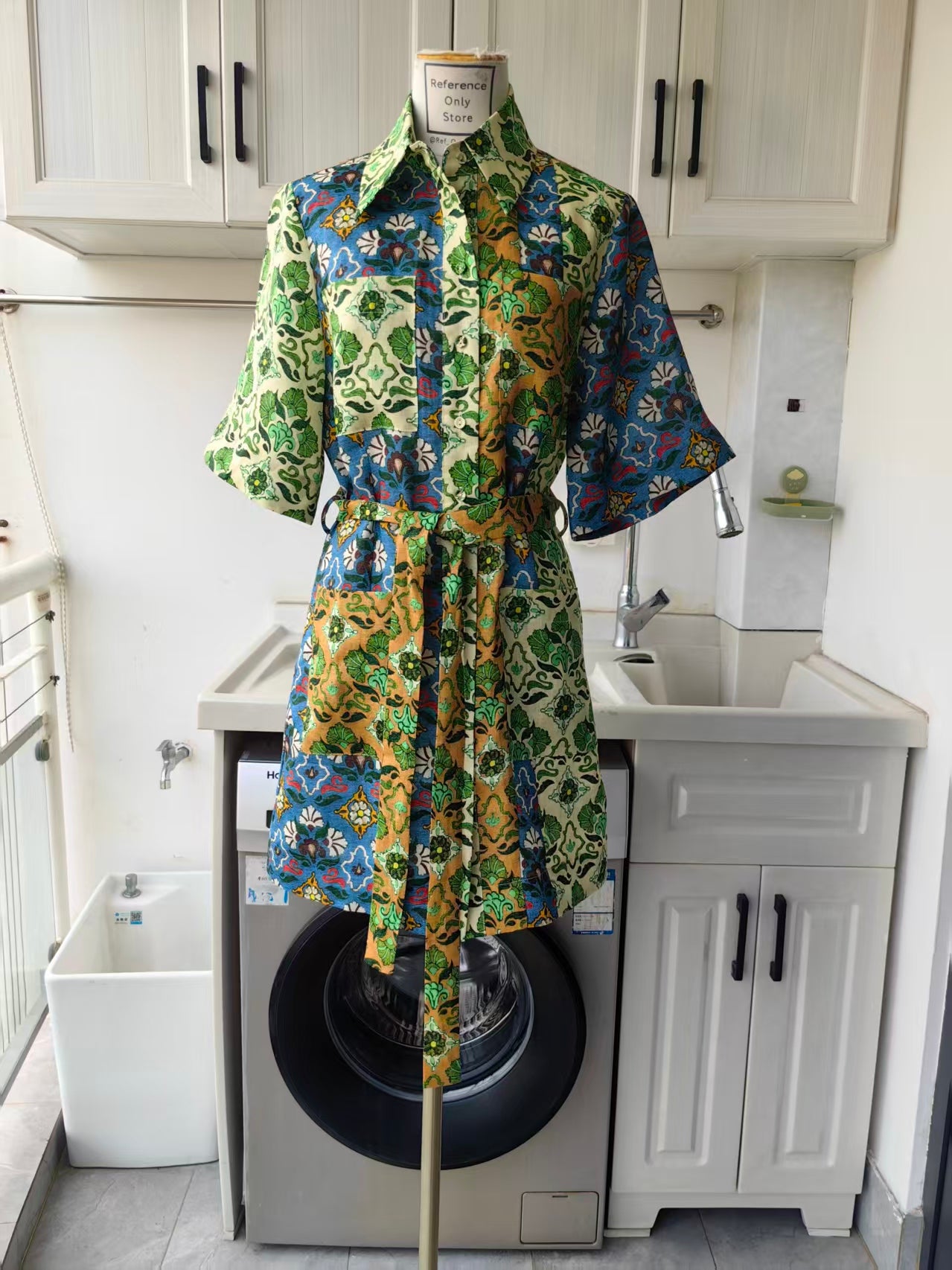 AM patchwork poise linen mini and midi dress