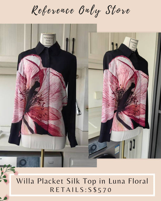 AO Willa Placket silk shirt top in Luna floral