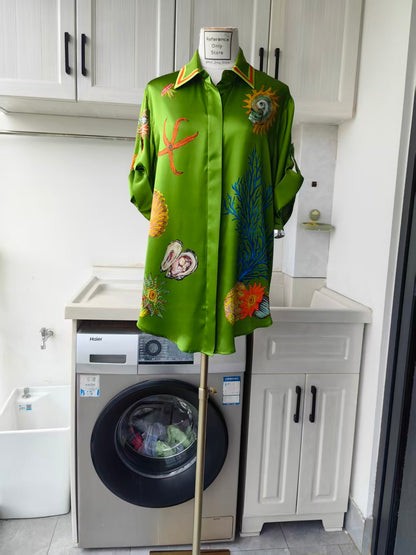 AM Aquatica printed silk shirt and pants