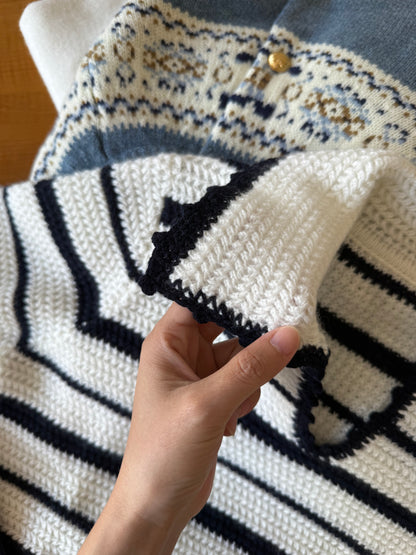 MM B & W Stripe Cashmere Sweater