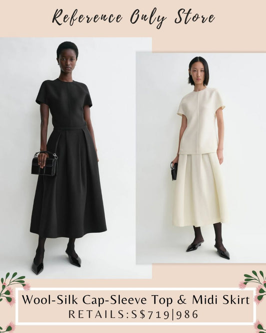 Tot Wool silk cap sleeve top & midi skirt