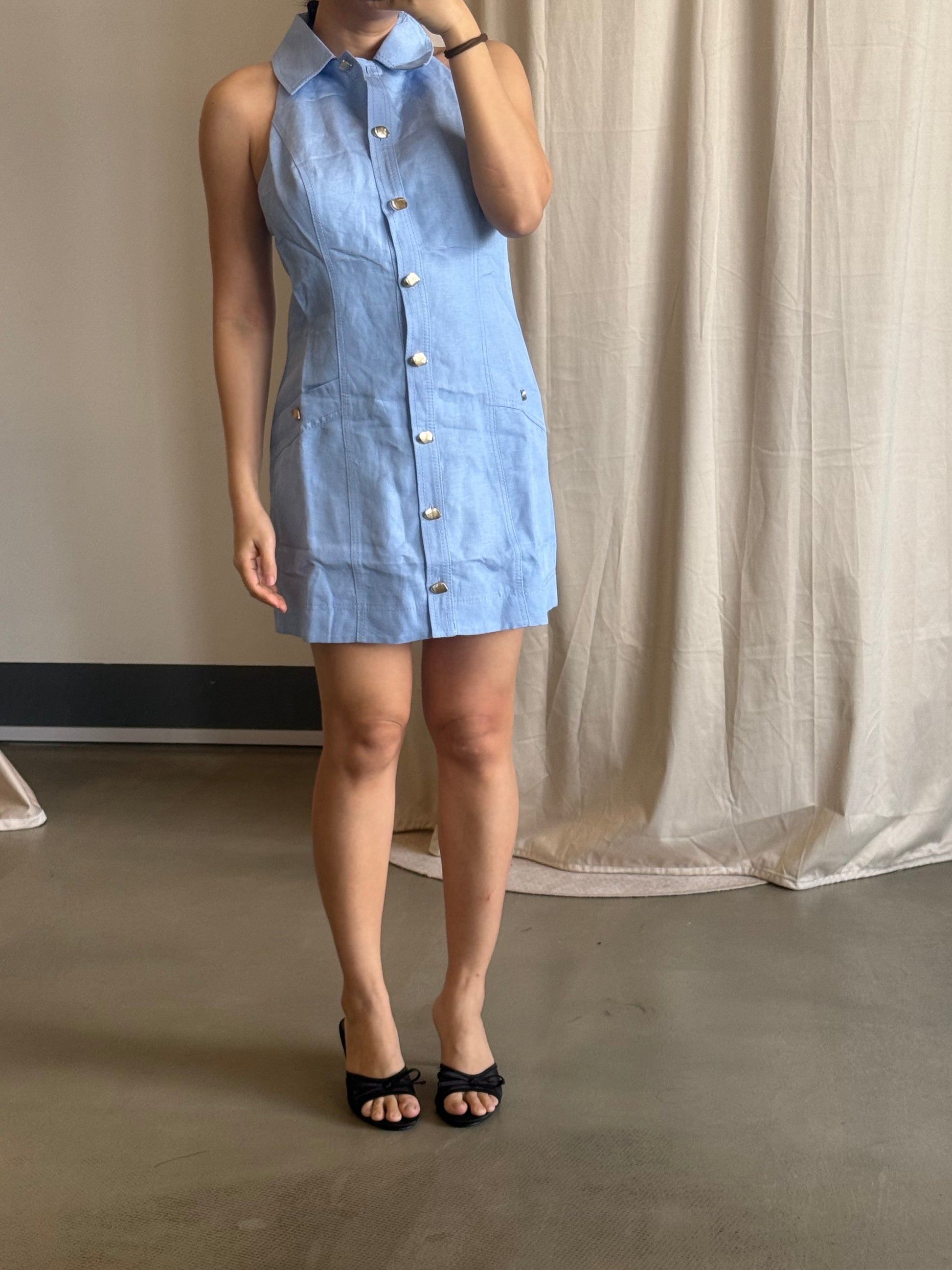 AJ Angela Halter linen blend mini dress - Au4 AJ Angela Halter linen blend mini dress - Au4