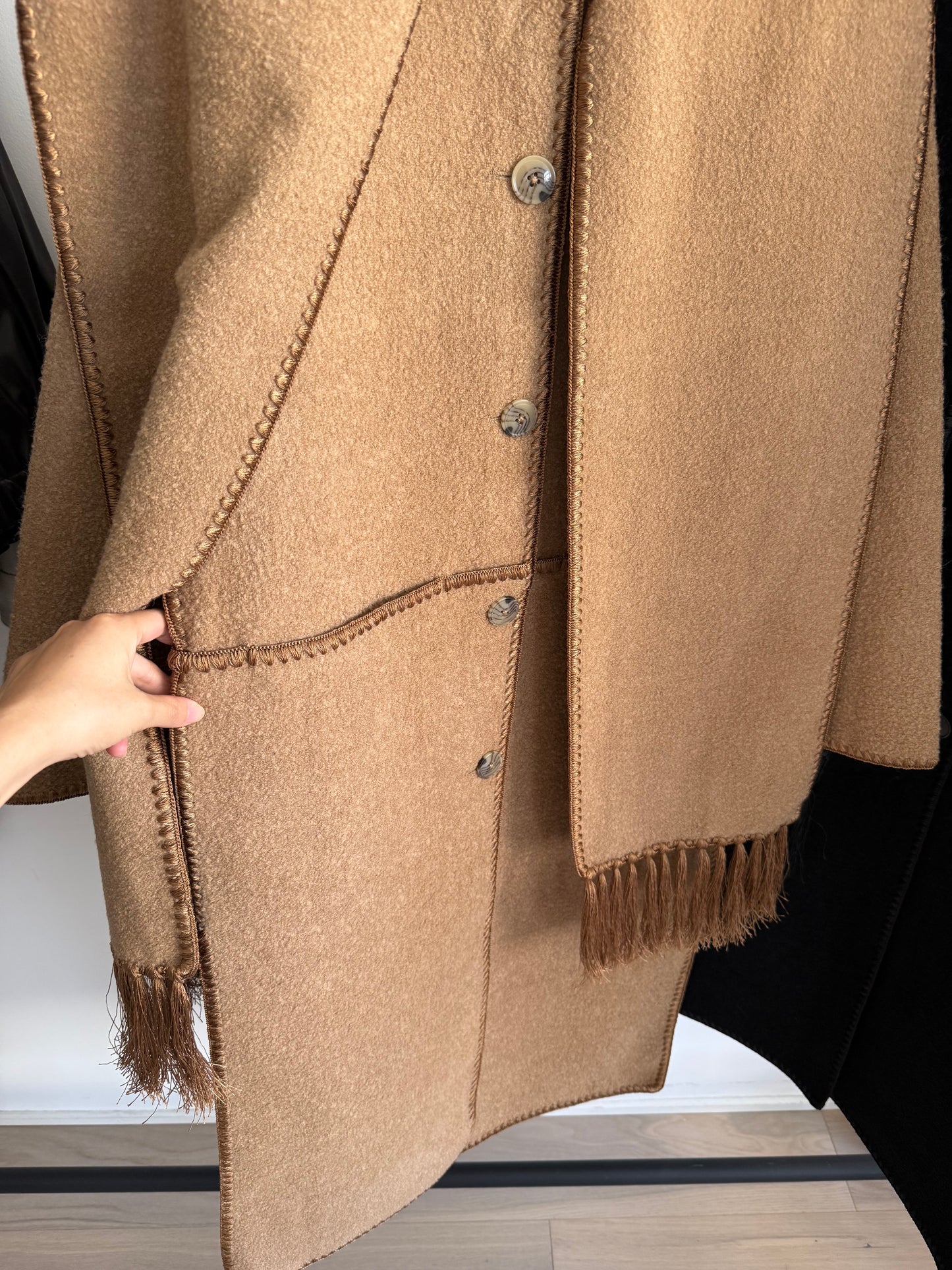 Tot Embroidered Wool Blend Scarf Coat