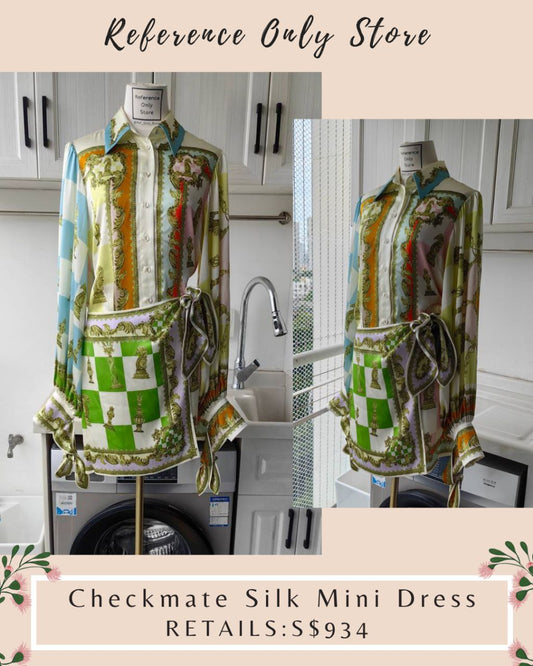 AM Checkmate Silk Mini Dress