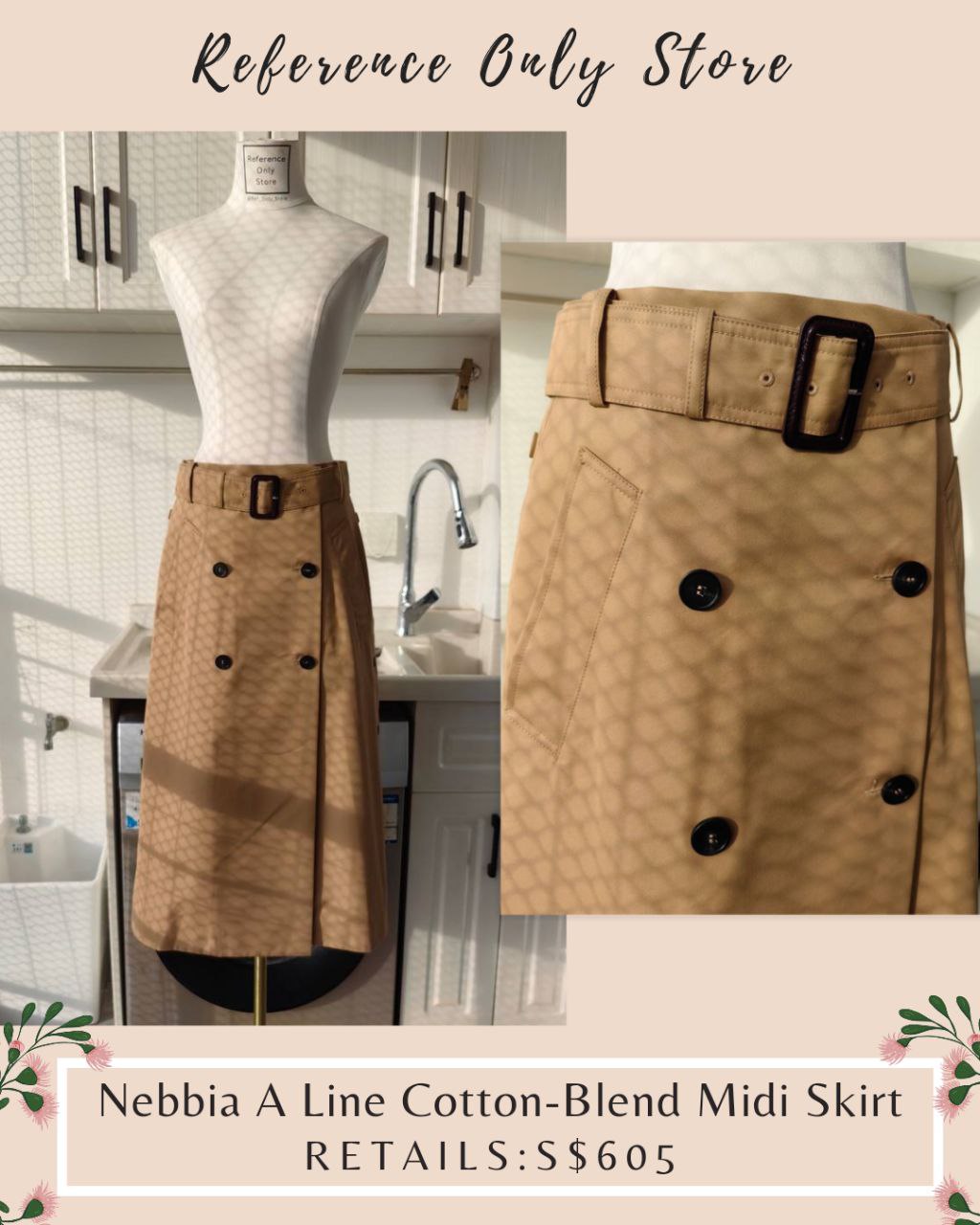 MM Weekend Nebbia A line cotton blend midi skirt