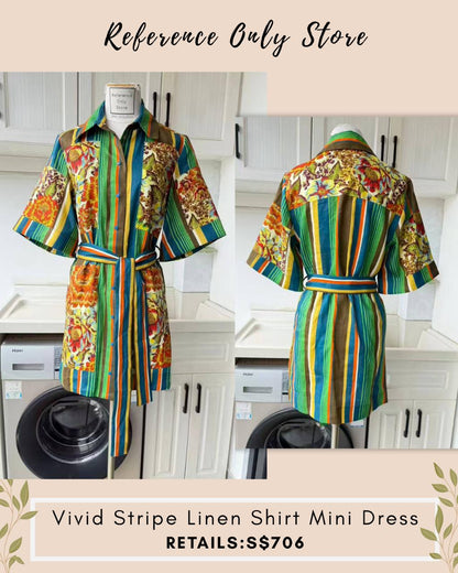 AM Vivid stripe linen shirt mini dress