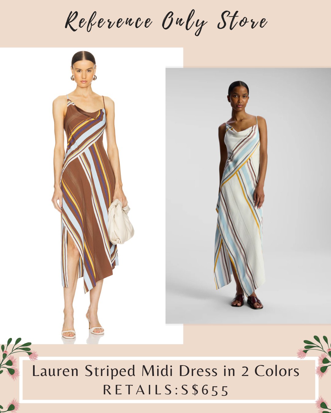 ALC Lauren Striped midi dress in 2 colors