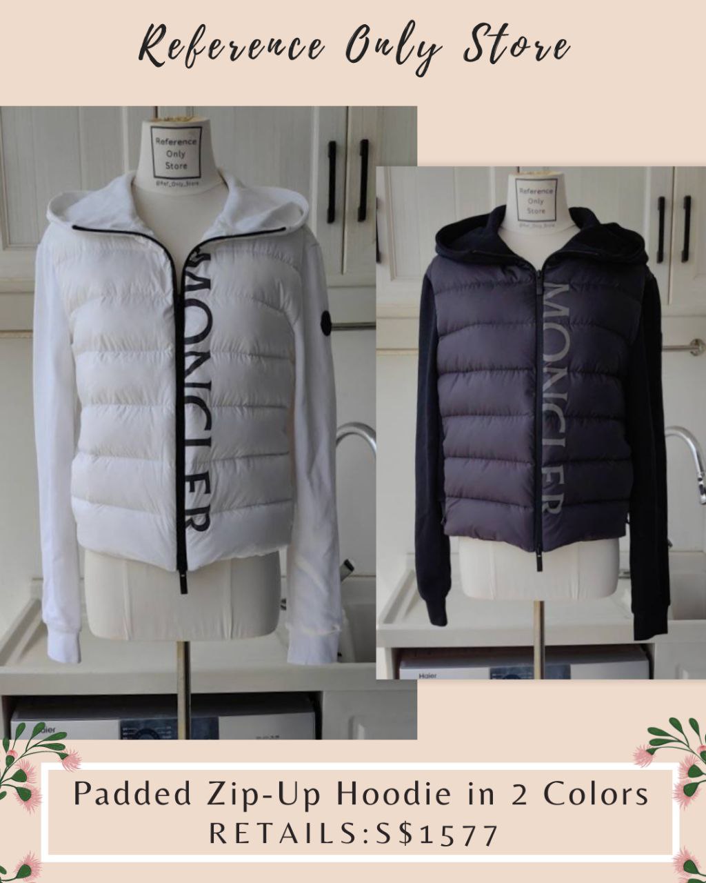 MC Padded zip up hoodie in 2 colors