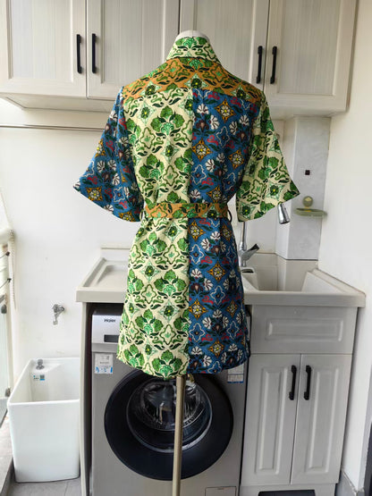 AM patchwork poise linen mini and midi dress