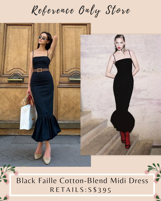 HS Black Faille Cotton Blend Midi dress