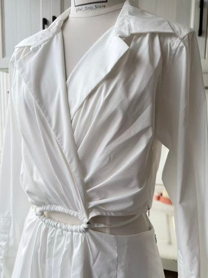 SK Alex cut out cotton midi white dress