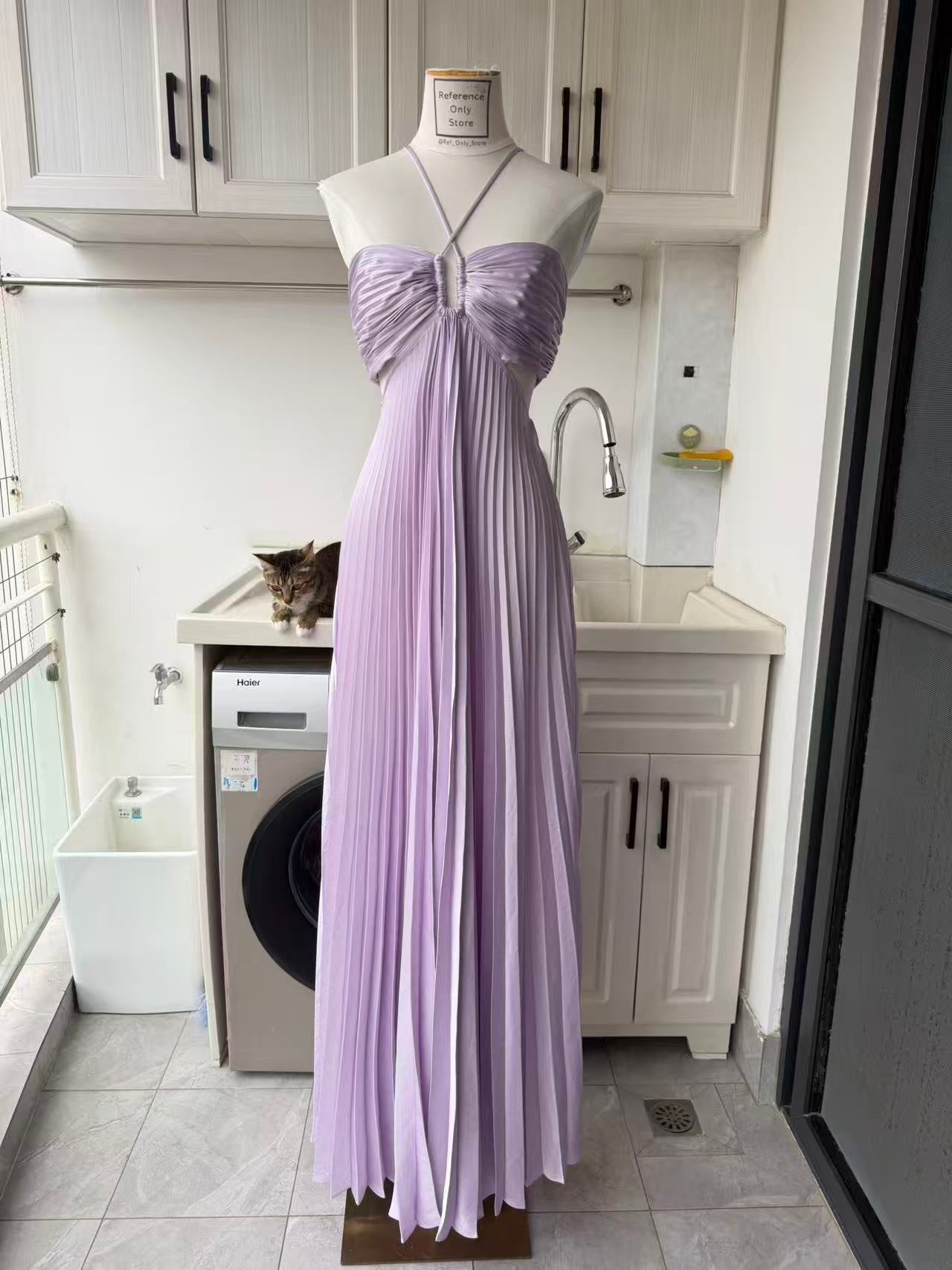 ALC Moira satin pleated maxi dress