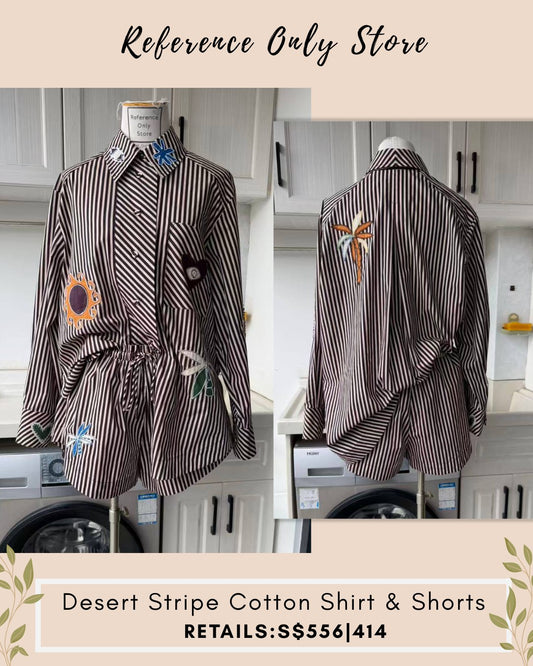 AM Desert stripe cotton shirt and shorts