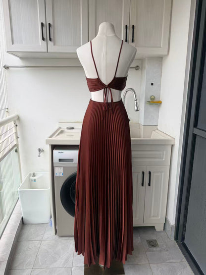 ALC Moira satin pleated maxi dress
